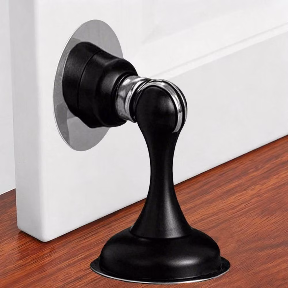 PAWNORA 2 Pack Stainless Steel Magnetic Door Stop Hook Holder Wedge in Black – 6