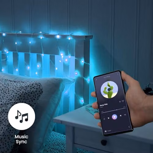 ValueLights Smart RGBIC LED Fairy String Lights, 10m Multicolour String Lights with App and Voice Control, IP65 Waterproof for Indoor and Outdoor Use – 4