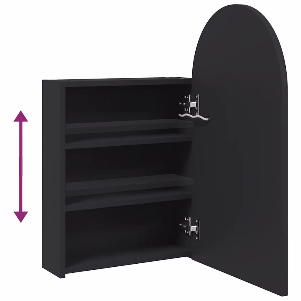 Berkfield Home Black LED Bathroom Mirror Cabinet with Internal Shelves, W/D/H: 42 x 13 x 70 cm – 5
