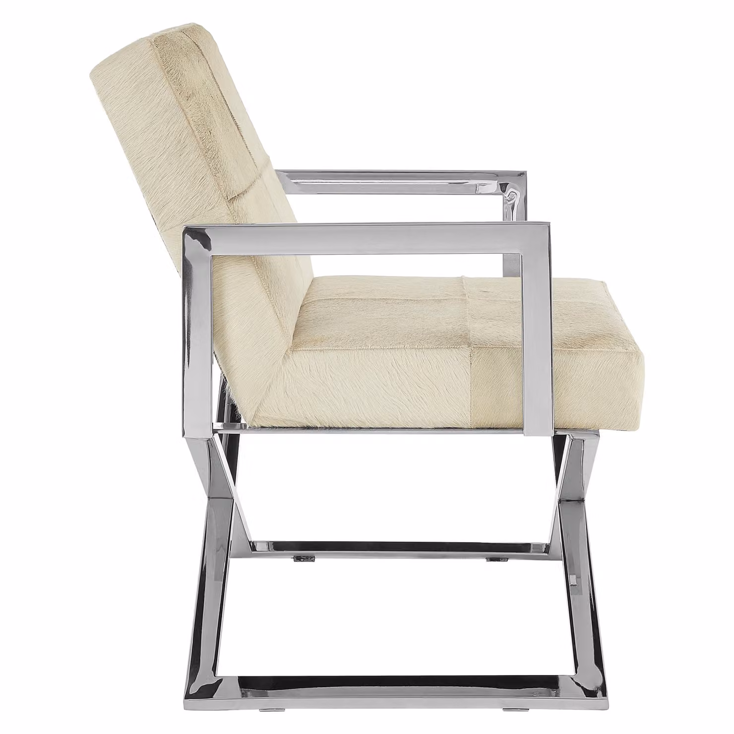 Orsina Contemporary Grey Velvet Armchair with Metal Cross Base and Armrests – 3