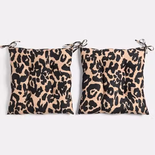OHS 2 Pack Animal Print Outdoor Chair Seat Pads in Brown and Multicolour, W/D/H: 40 x 40 x 40 cm – 1