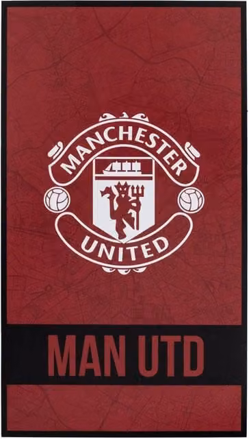 Manchester United FC Identity Crest Beach Towel in Red, W: 140 cm, H: 70 cm