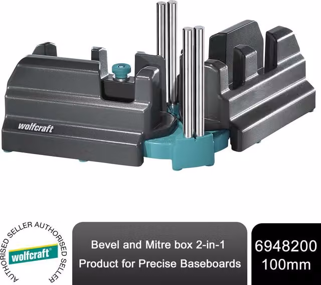 Wolfcraft 2-in-1 Mitre Box and Angle Finder Jig for Skirting Boards, Black – 6