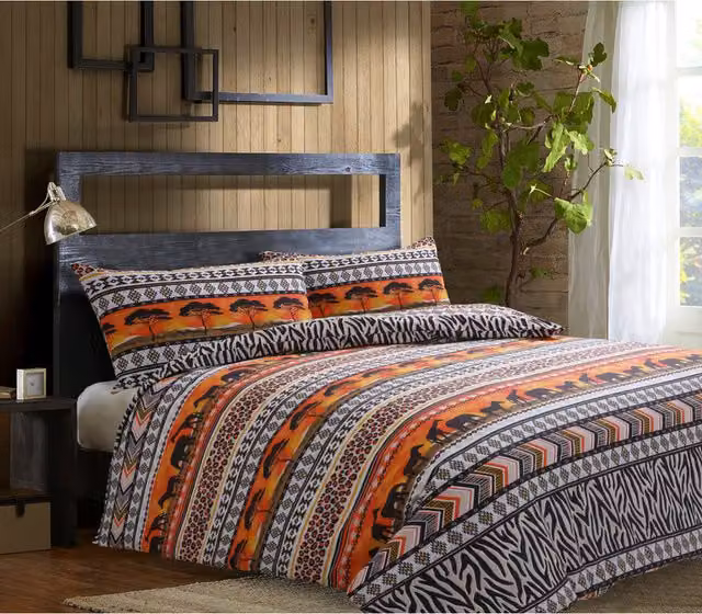 Velosso Multicolour Safari Animal Graphic Polycotton Duvet Cover and Pillowcase Set
