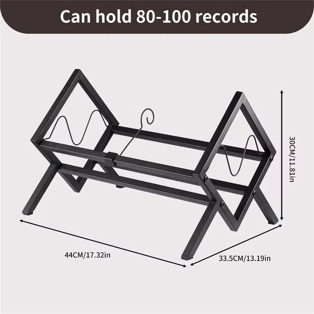 VOGREX Black Metal Vinyl Record Organizer Holder for 80-100 LPs – 2
