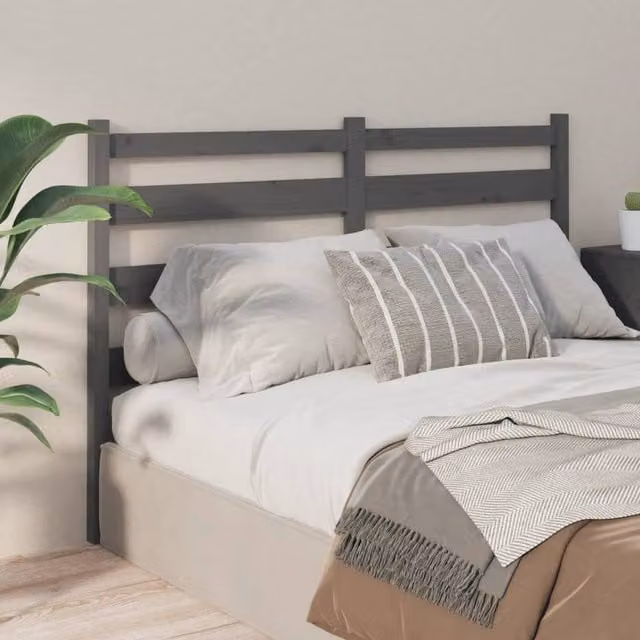 Berkfield Home Rustic Grey Solid Pine Bed Headboard W/D/H: 146 x 4 x 100 cm