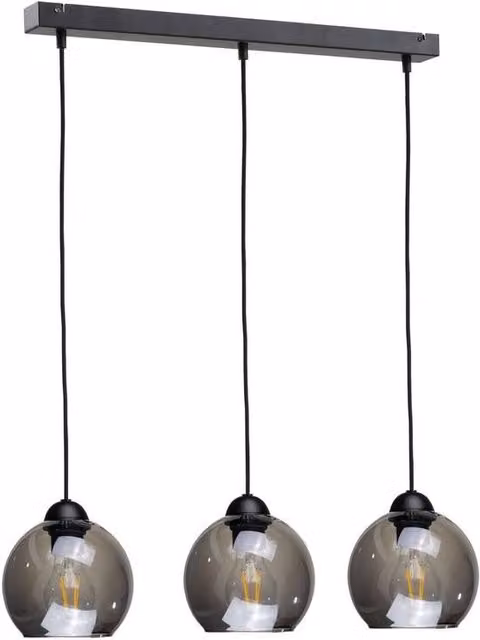Netlighting Yuno Bar Pendant Ceiling Light in Black, 60cm, 3x E27