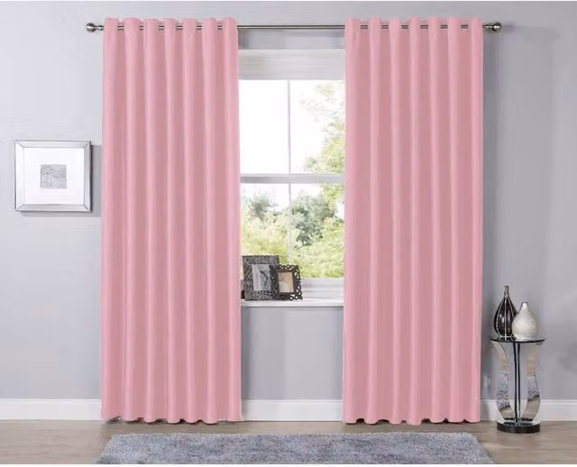 NewEdgeBlinds Plain Pink Blackout Fabric Eyelet Curtains, Width: 167 cm, Height: 167 cm