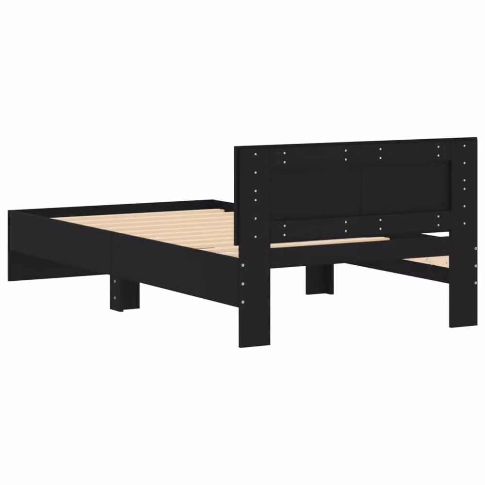 Berkfield Home Bed Frame with Headboard in Black, W/D/H: 100 x 200 cm – 5