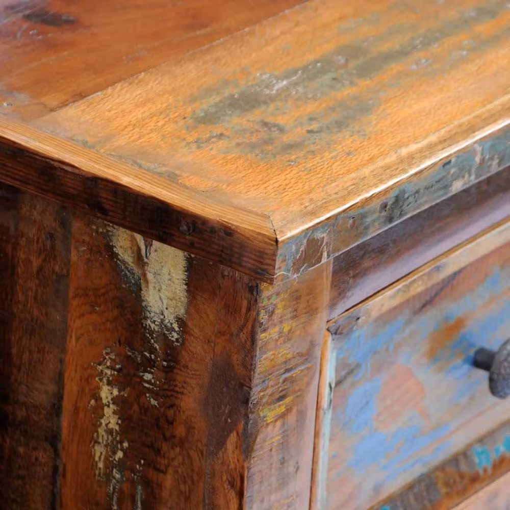 Berkfield Home Rustic Reclaimed Wood Nightstand with 2 Drawers in Multicolour – 3