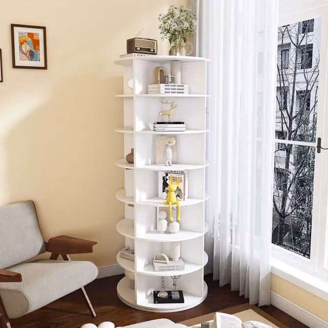Rolipo 7-Tier White Rotating Shoe Rack Tower for 28 Pairs