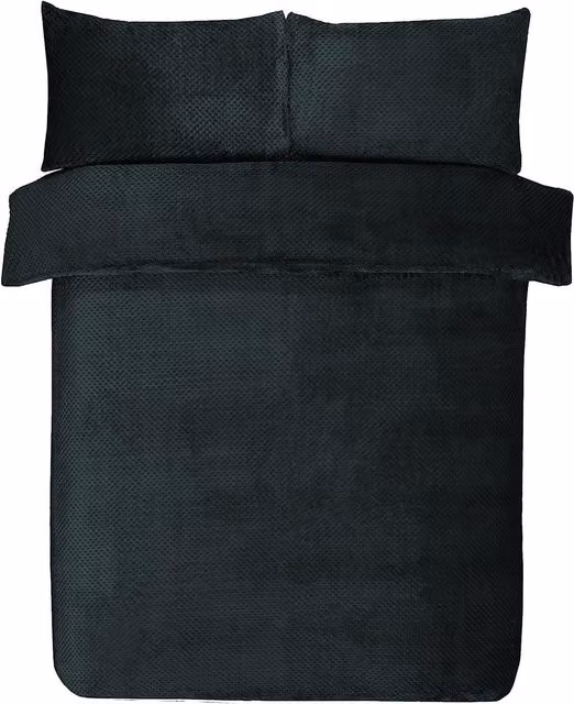 Gr8 Home Sleepdown Waffle Teddy Fleece Duvet Cover and Pillowcase Set in Black, W/D/H: 200 x 200 cm – 1