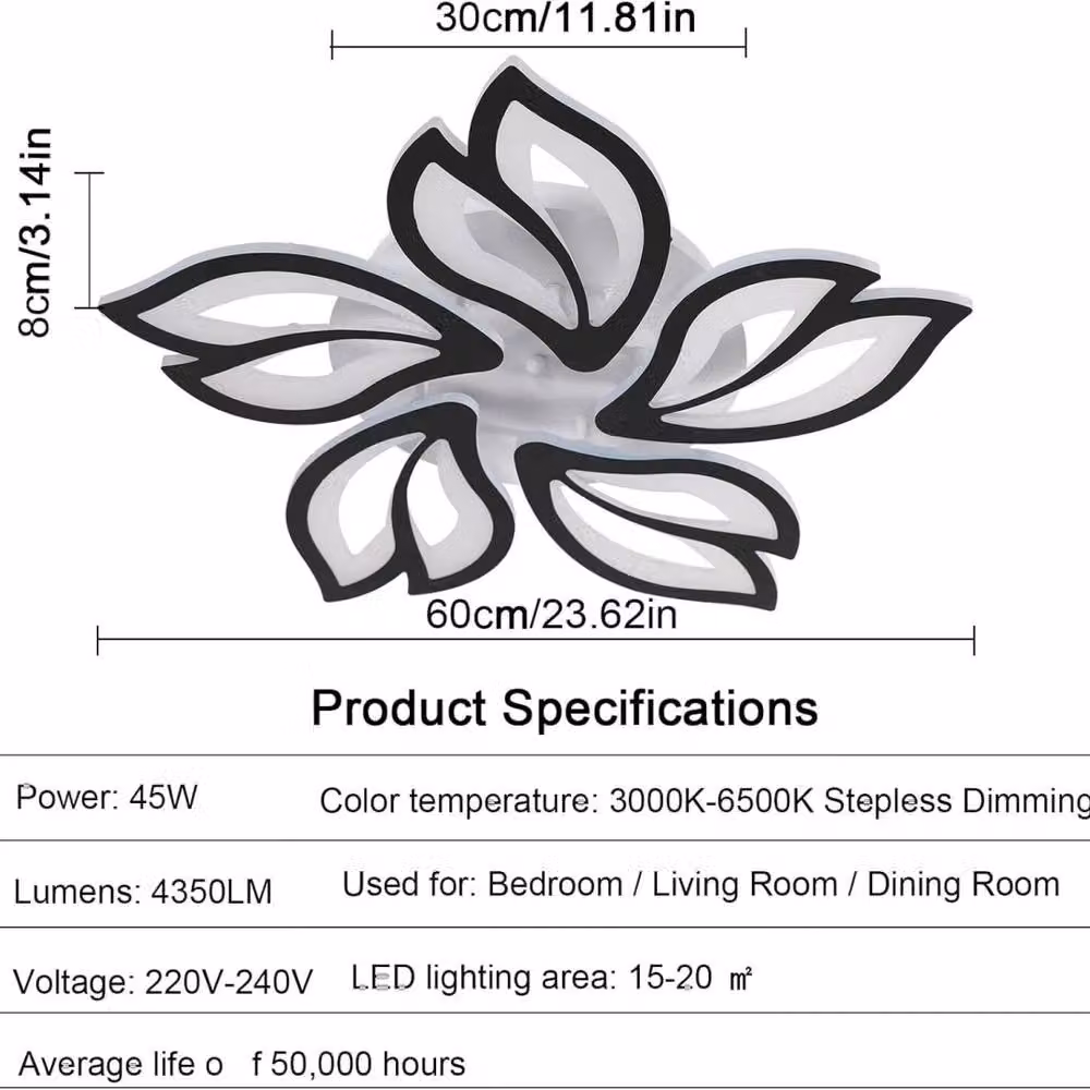 Kelvenix 45W Dimmable LED Ceiling Light in Black with Remote Control – 2