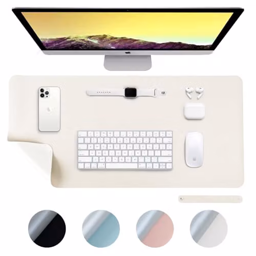 DesireTech Reversible Office Desk Pad in Silver and White – 1