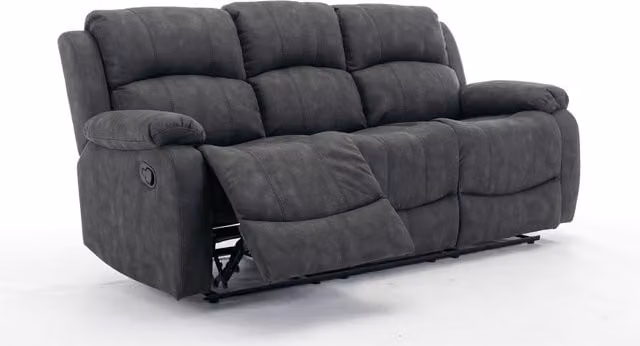 FURNITURE ONE 3 Seater Manual Recliner Sofa in Dark Grey