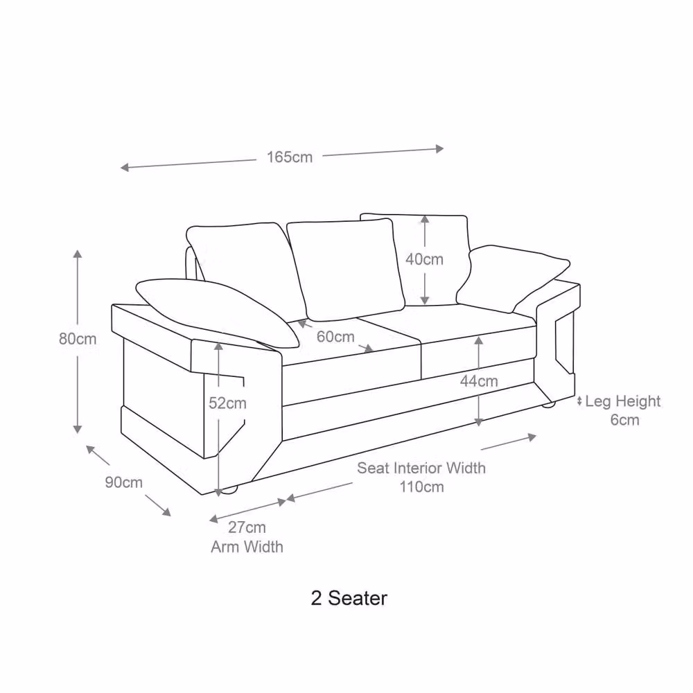Furnishings For Less UK Dino 2 Seater Fabric Sofa in Grey with Scatter Back Cushions W/D/H: 155 x 90 x 95 cm – 6