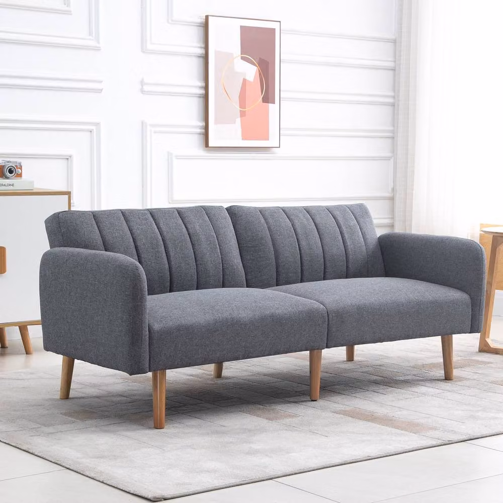 STILVORA 3 Seater Grey Fabric Sofa Bed with Split Backrest and Adjustable Headrests – 2
