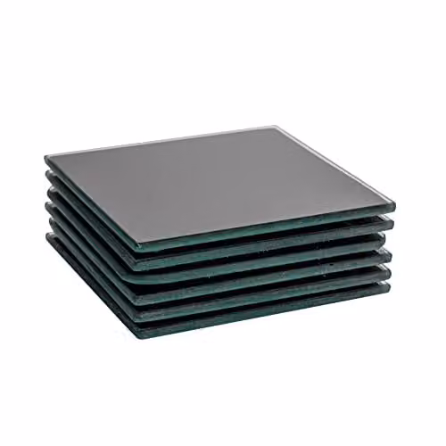Harbour Housewares Square Glass Coasters in Black, Pack of 6, 10 cm