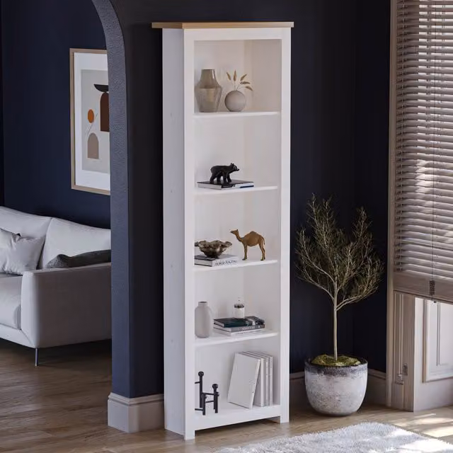 Vida Designs Arlington 5 Tier Modern MDF Bookcase in White – 5