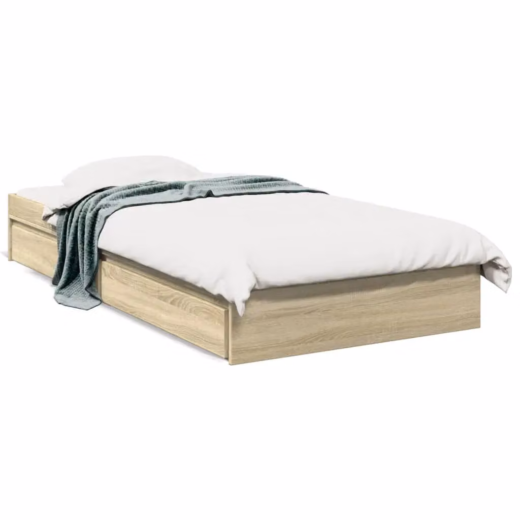 Berkfield Home Sonoma Oak Bed Frame with Drawers, Brown, W/D/H: 90 x 200 cm – 2