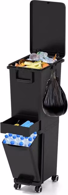VOGREX Multi Kitchen Bin with Pedal and Tilt Bottom in Black