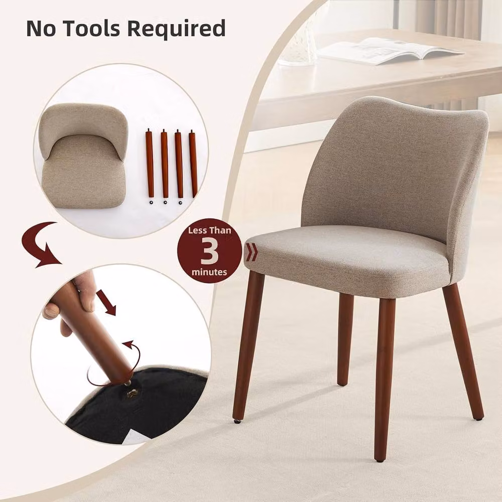 London Boutique Modern Upholstered Dining Chairs Set of 2 in Camel – 4