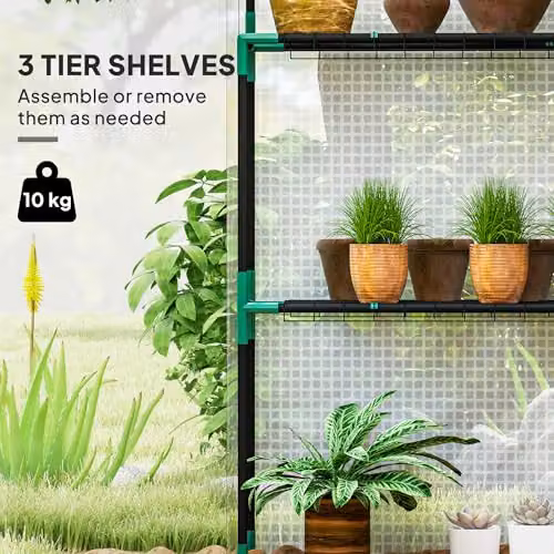 Outsunny White Walk-in Greenhouse with 4 Shelves, W/D/H: 143 x 74 x 190 cm – 3