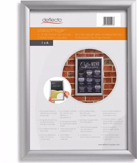 Deflecto A4 Single Metal Snap Frame in Silver