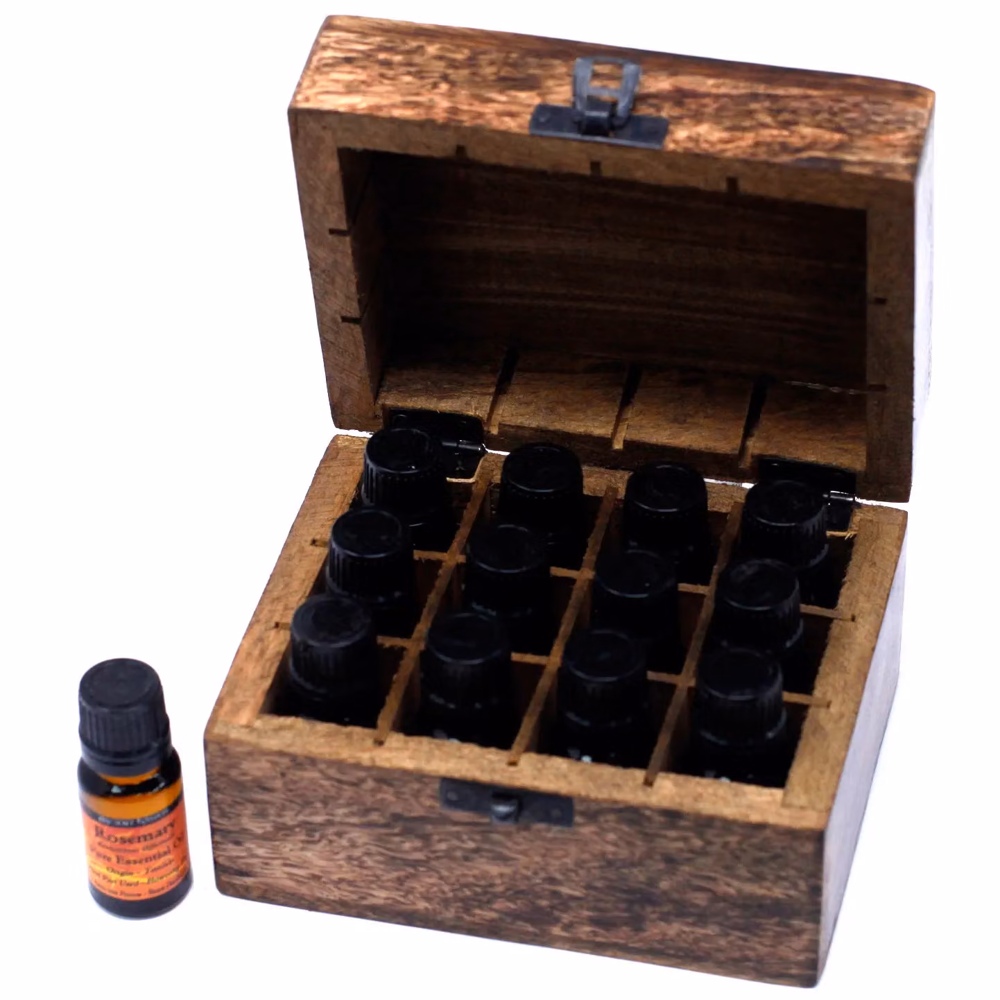KDMD Mango Aromatherapy Box in Brown, Solid Wood, Holds 12 – 2