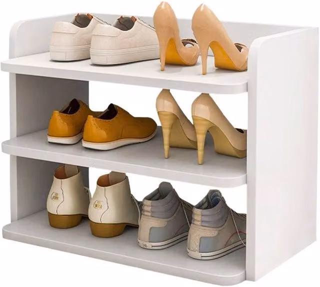KORVIXA 3-Tier White Wooden Shoe Rack for Hallway Storage – 1