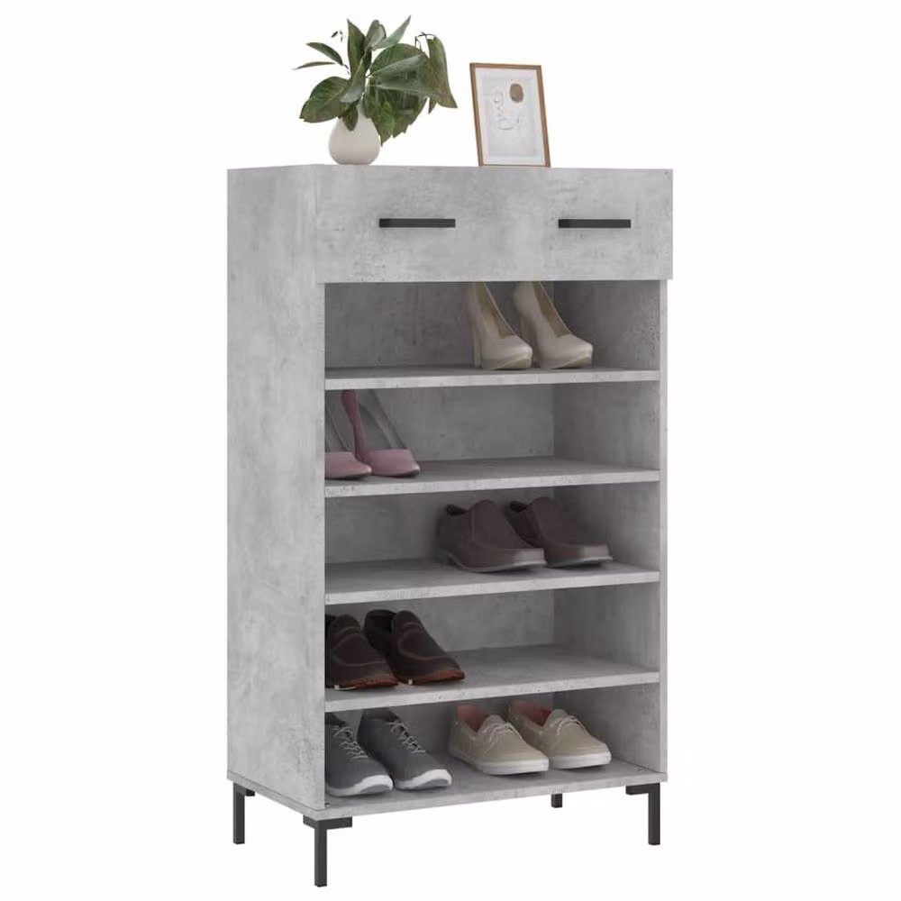 Berkfield Home Industrial Shoe Cabinet in Concrete Grey, W/D/H: 60 x 35 x 105 cm – 3