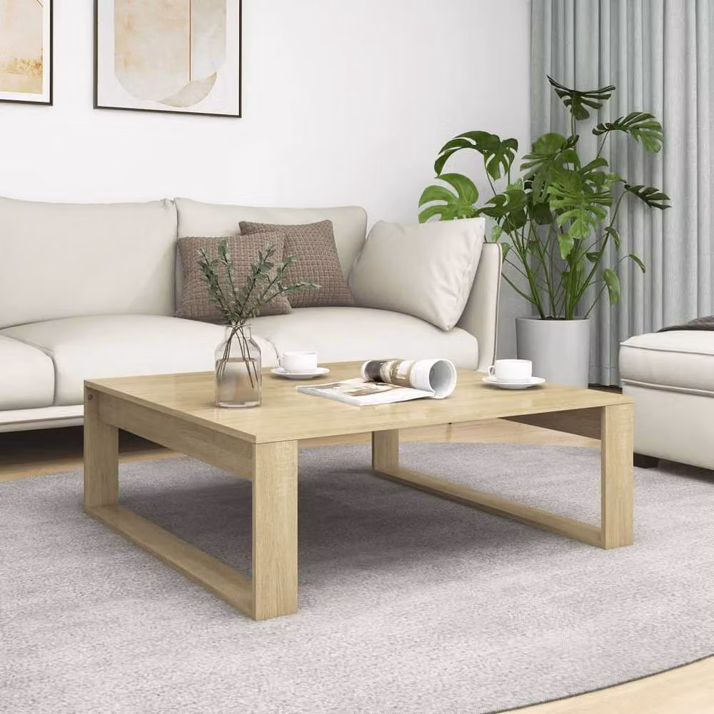 Berkfield Home Sonoma Oak Coffee Table in Brown, W/D/H: 100 x 100 x 35 cm – 2