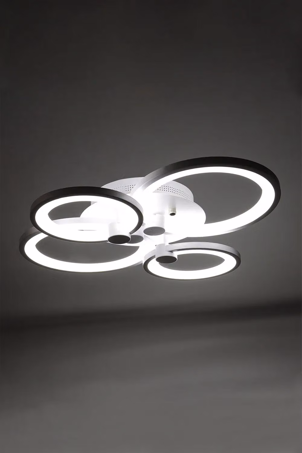 Living and Home Modern Circular LED Semi Flush Ceiling Light in White – 3