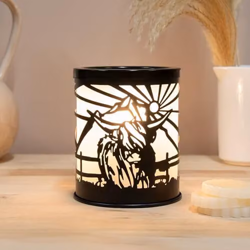 Garden Greatness Highland Cow Illuminated Aroma Burner in Multicolour and Black, W/D/H: 13.0 x 11.0 x 11.0 cm – 2