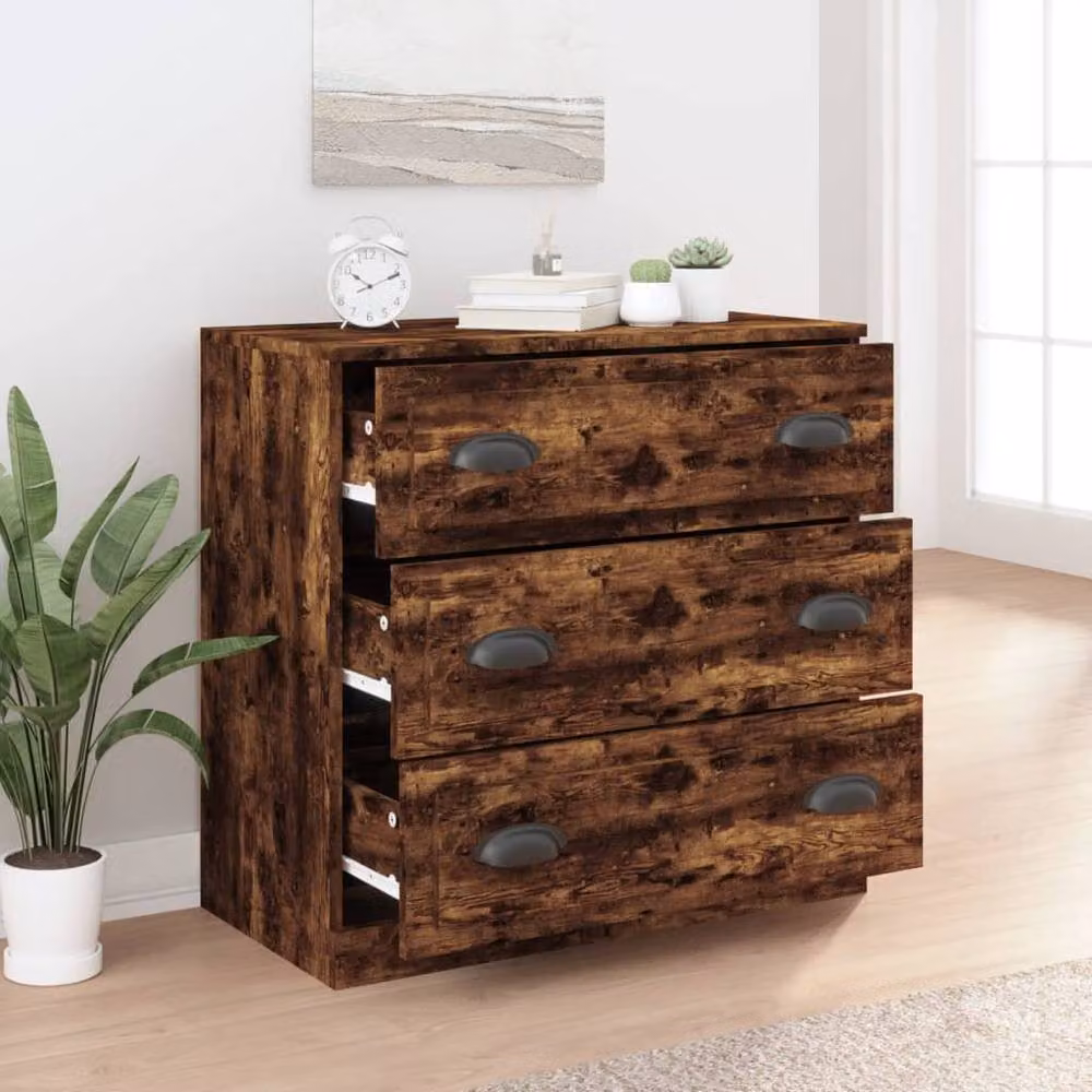 Berkfield Home Smoked Oak Sideboard in Brown, W/D/H: 70 x 35.5 x 67.5 cm – 2