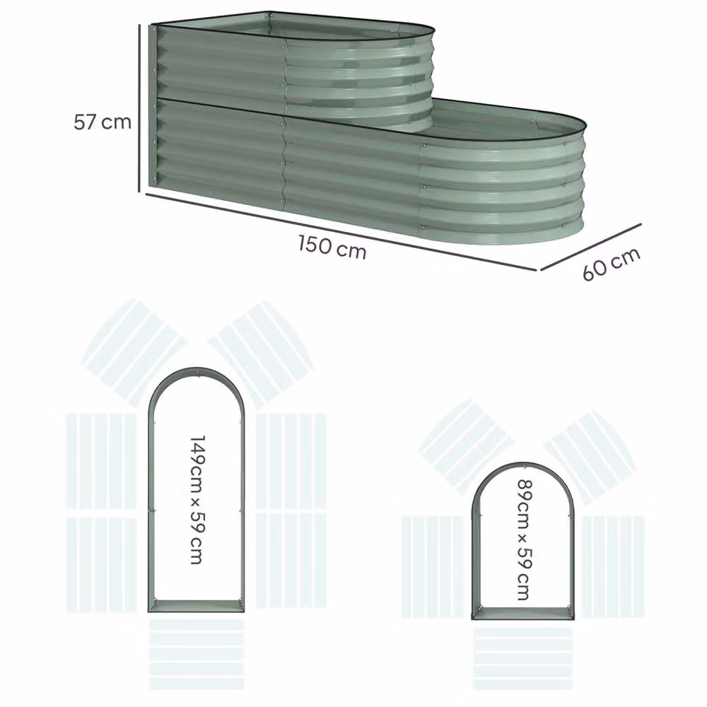 EONLION Green Galvanised Steel Planter Tub, W/D/H: 150 x 60 x 57 cm – 2