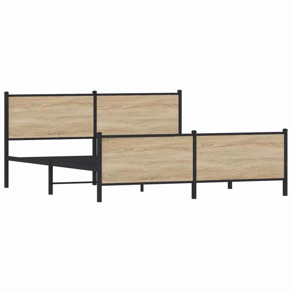 Berkfield Home Sonoma Oak Metal Bed Frame in Light Oak, W/D/H: 180 x 200 cm Super King – 3