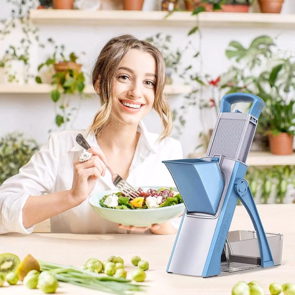 NESTLUNE Safe Mandoline Vegetable Slicer and Adjustable Chopper in Blue, W: 100 cm, D: 15 cm, H: 34 cm – 3