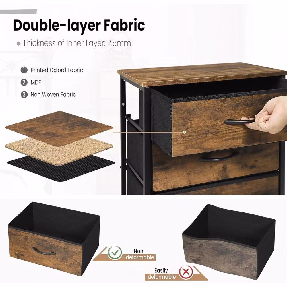 NESTLUNE 5 Drawer Chest of Drawers and Bedside Cabinet in Black, W/D/H: 100 x 15 x 15 cm – 3