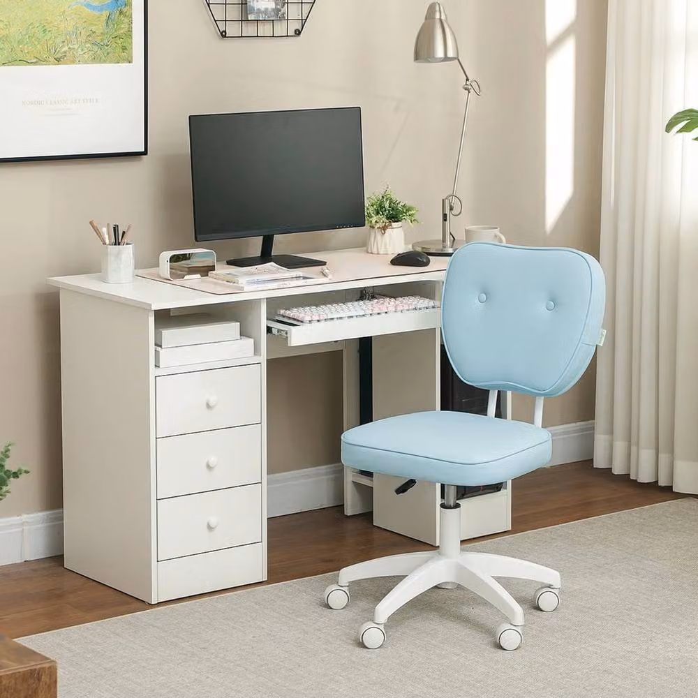 Havendro Blue Synthetic Leather Task Chair with Swivel and Castors, W/D/H: 59 x 42 x 82 cm – 3