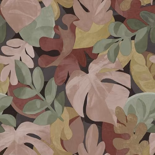 Grandeco Boutique Retro Leaf Red Floral Non-Woven Eco Wallpaper