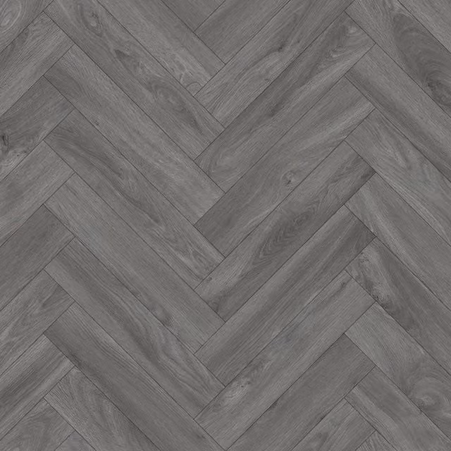Vinyl Flooring UK Grey Herringbone Wood Effect Vinyl Flooring Sheet, W: 200 cm, L: 600 cm