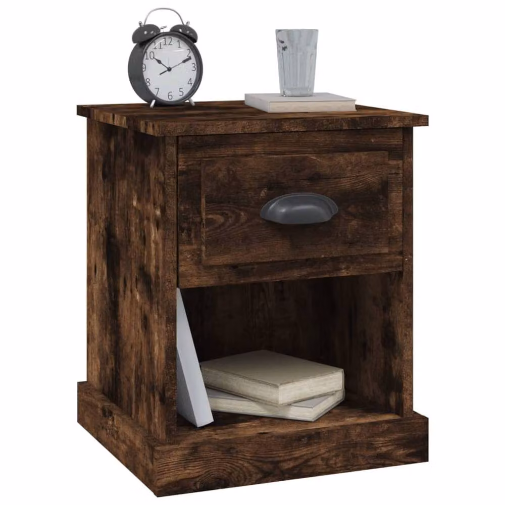 Berkfield Home Set of 2 Durable Bedside Cabinets in Smoked Oak Brown, W/D/H: 39 x 39 x 47.5 cm – 4