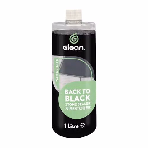 GLEAN Black Stone Restorer and Sealer, 1 Litre, Waterproof Impregnating Sealant for Black Limestone, Slate, Marble and Concrete