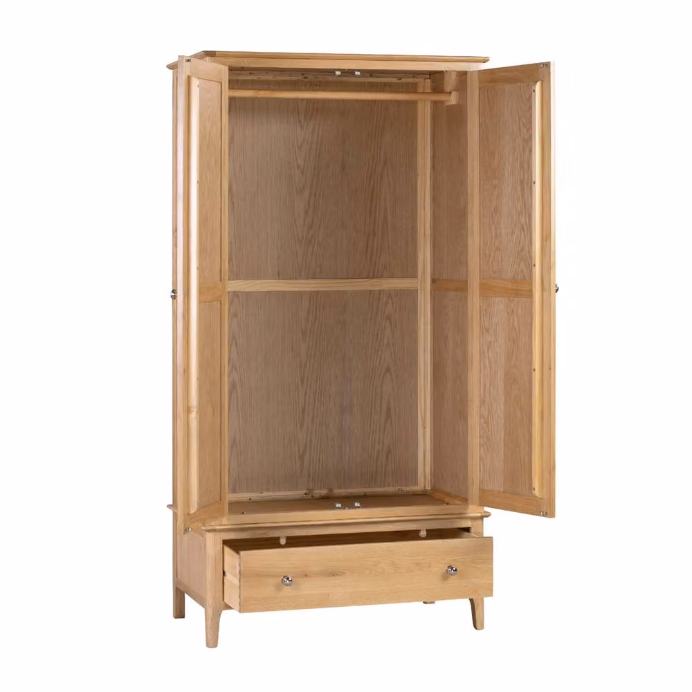 Cheshire Oakmere 2 Door and 1 Drawer Wardrobe in Natural Oak Lacquer – 2