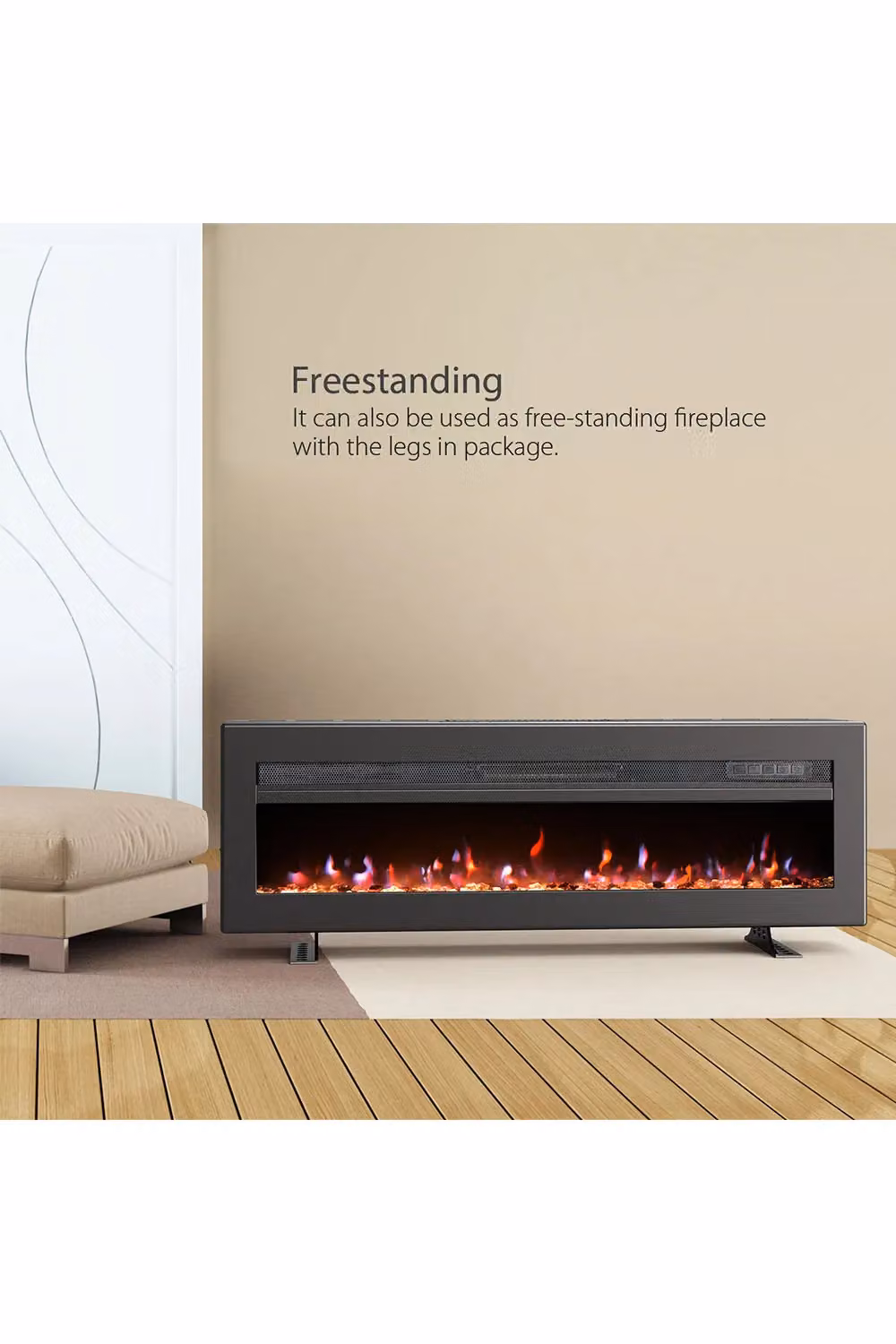 Living and Home 40 inch Electric Fireplace with 12 Flame Colours, Black – 4