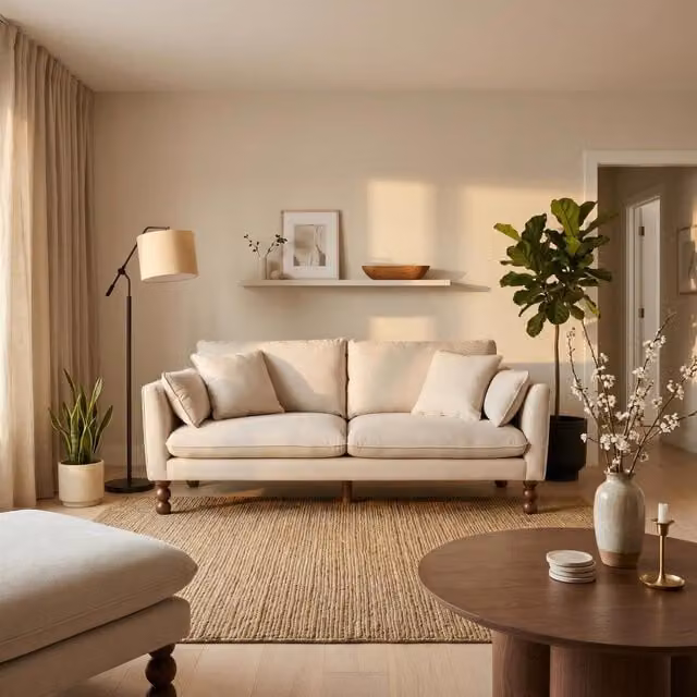 Furniturebox UK Monroe 3 Seater Chenille Fabric Sofa in Beige