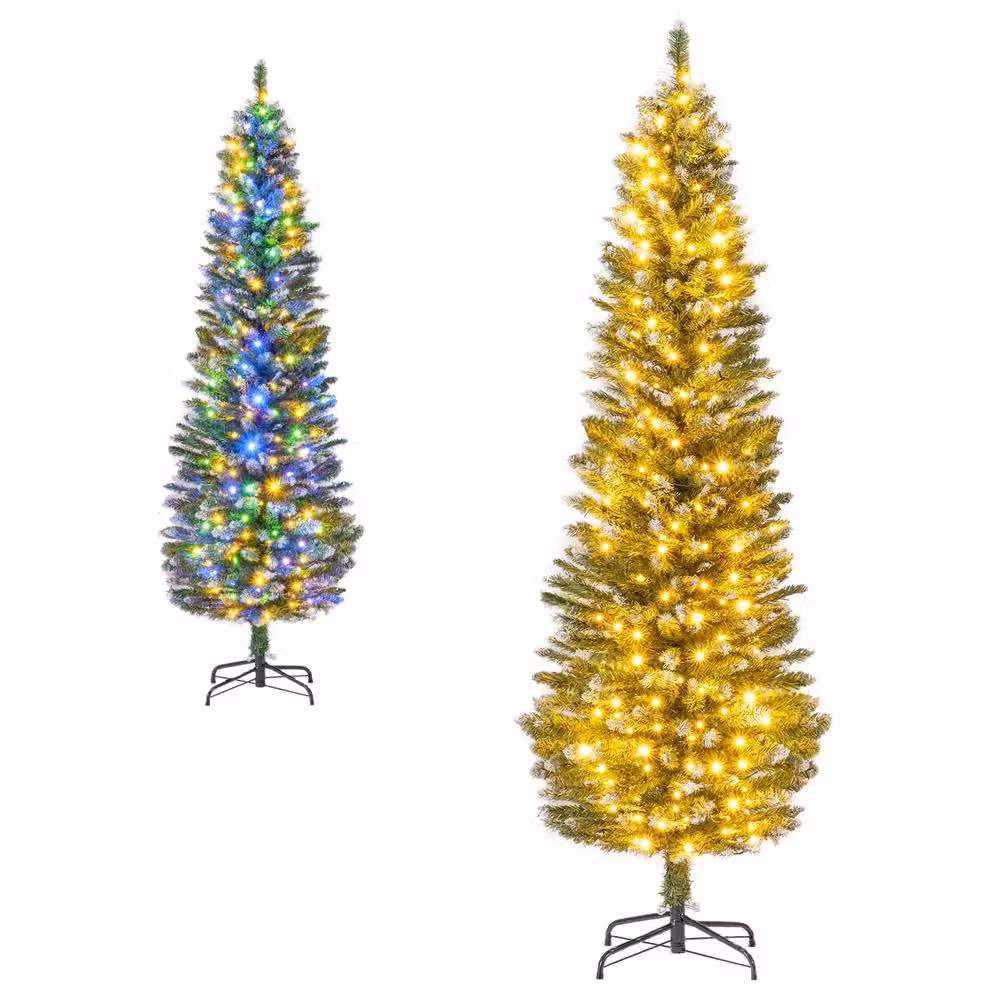 Costway 6 FT Pre-lit Artificial Christmas Tree with Switchable LED in Green – 2