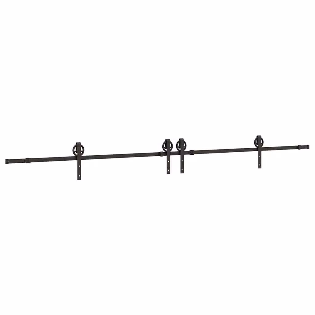 Berkfield Home Matt Black Steel Sliding Door Hardware Kit 366 cm – 1