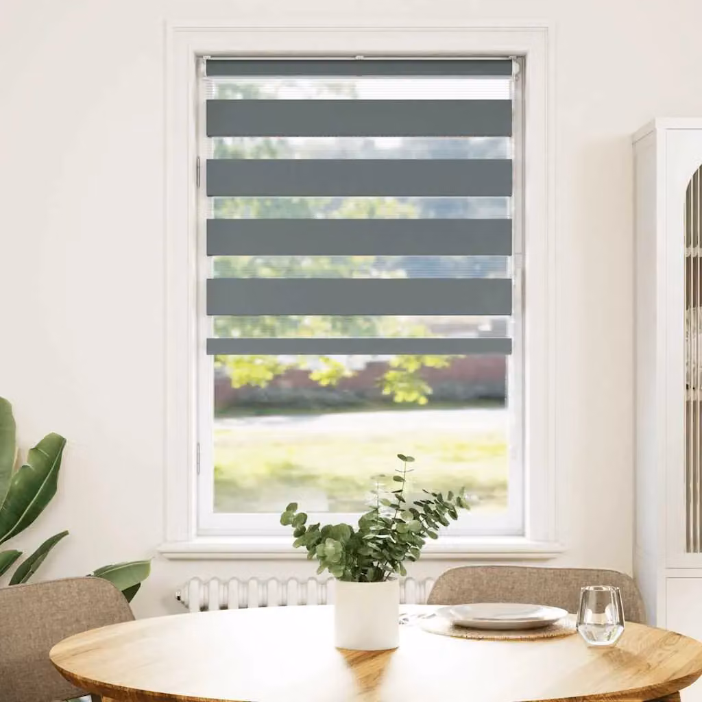 Berkfield Home Zebra Blind in Dark Grey, Polyester, W: 90 cm, H: 100 cm – 2